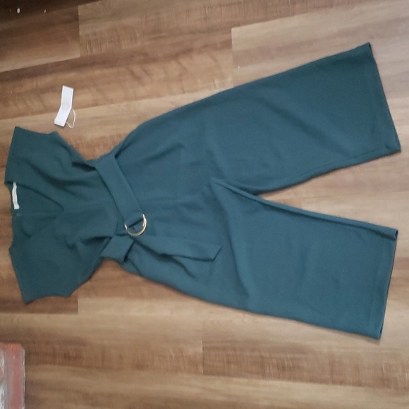 bishop + young Pants - Bishop + Young Belted Jumpsuit Teal Blue-Green City Chic Minimalist One-Piece